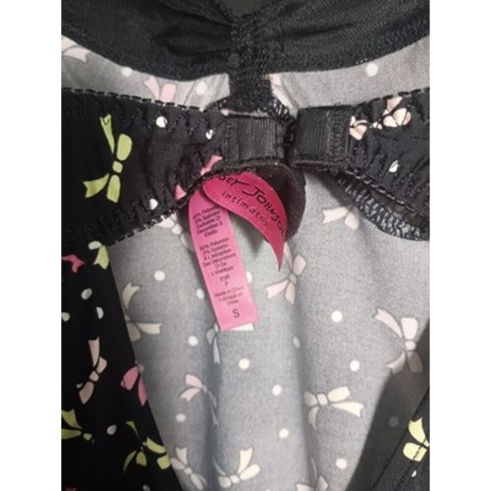 Betsey Johnson Intimates Women’s Small Black Bow Babydoll Nighty Lounge 2 Piece - Picture 4 of 6